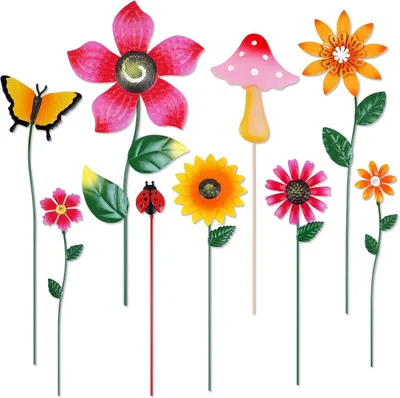 Immagine prodotto di 10 decorazioni da giardino a forma di farfalla, in metallo, multicolore, per uso esterno