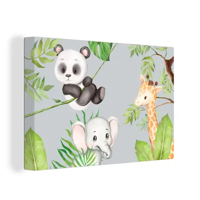 Obrázok produktu pre OneMillionCanvasses® - Maľba na plátne - Obraz na plátne Nástenná maľba na plátne - Džungľa - listy - zvieratá - 150x100cm - Fotografia na plátne -