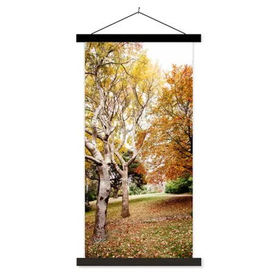 Produktbild von MuchoWow® Textilposter Herbst - Bäume - Laub - Natur 90x180 cm mit schwarzem Rahmen - Dekoration Wohnzimmer