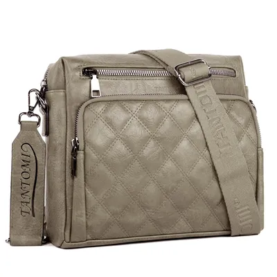 Produktbild von Umhängetasche Damen mittelgroß, Crossbody Bag Damen, Mit 6 RFID- Kartenfächern, handtaschen mit Verstellbar Abnehmbar Breiter Gurt