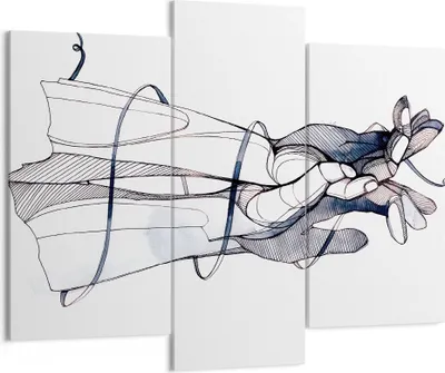 Produktbild von Bild auf Leinwand - Leinwandbild - 3 Teile - Hände Surrealismus Grafik - 130x100cm - Wand Bild - Wanddeko - Wandbilder - Leinwanddruck - Bilder - Wanddekoration - Leinwand bilder - CB130x100-4447