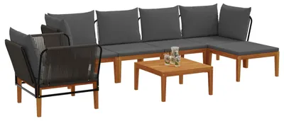 Produktbild von vidaXL 7 stk. Massives Akazienholz & Seil Natur