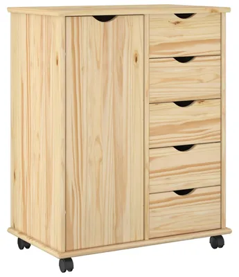Produktbild von vidaXL Rollschrank Mit Rad Braun 63,5 x 39 x 79 cm Massivholz Kiefer