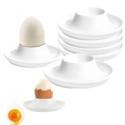 Eierbecher-Set, 6 Stück, stapelbar, PP, weiß, Ø 9,4 cm
