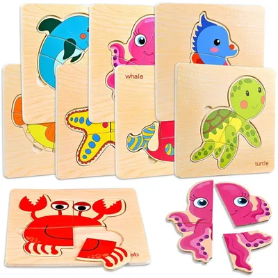 Produktbild von Holzpuzzle Tiere Meerestiere Steckpuzzle 8 Teile