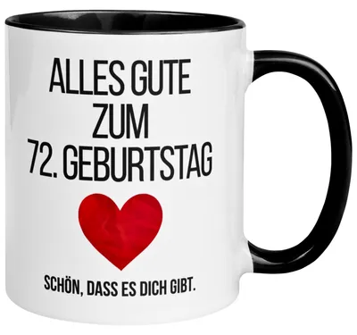 Produktbild von Tasse 72. Geburtstag Mann Frau – „Alles Gute zum Geburtstag“ – Geschenk zum Geburtstag Männer Frauen