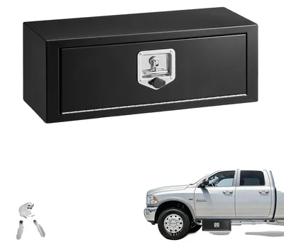 Imagen del producto de Caja de herramientas para el chasis de camiones VEVOR, 609 x 305 x 356 mm. Resistente caja de acero para remolques, con cerradura y llaves. Sistema de organización impermeable para el compartimento inferior de remolques. Caja para el chasis de camiones, furgonetas y SUV, de color , con asa en T