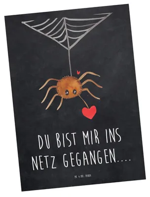 Produktbild von Mr. & Mrs. Panda Postkarte Spinne Agathe Liebe - Kreidetafel - Geschenk, Liebesbeweis, Fotokarte, Postkarten, Ansichtskarte, Ansichtskarten, Liebesgeschenk, Grußkarte