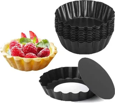 Image de Petit lot de moules à pâtisserie de 8 cm, 10 pièces, en acier inoxydable, pour cupcakes