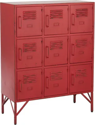 Image de Armoire 9 portes en métal rouge