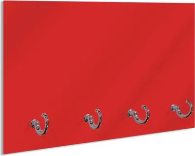 Produktbild von Wallario Schlüsselbrett aus Glas, Motiv: Rot, 30 x 20 cm mit 4 Haken