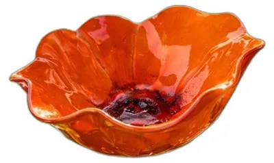 Productafbeelding van INF Handgemaakt metalen tuinpaal-voederhuisje voor vogels – oranje decoratief voederhuisje met een bloem met meerdere bloemblaadjes, 15cm x 15cm x 60cm