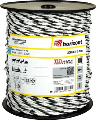 Produktbild von horizont TURBOMAX Seil | Elektroseil, Weidezaunseil | Durchmesser: 6 mm, Spulenlänge: 200 m
