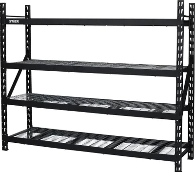 Produktbild von STIER Gitterrost-Fachbodenregal, Fachlast 400 kg, HxBxT 1830x1950x610mm, 4 Regalböden, Stahlgestell, Regalsystem