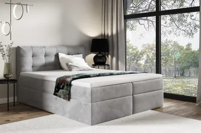 Produktbild von Boxspringbett Schlafzimmerbett OVIEDO 200x220cm Stoff Fresh Grau