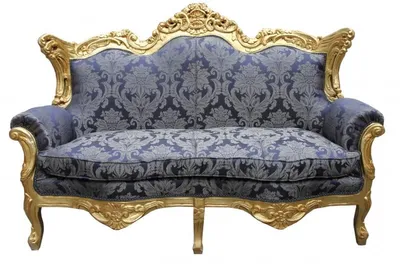 Produktbild von Casa Padrino Barock 2er Sofa Master Royal Blau Muster / Gold 182 x 125 x 60 cm - Wohnzimmer Couch Möbel Lounge