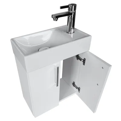 Produktbild von paplinskimoebel Waschbecken mit Unterschrank 41 x 22,5 x 50 cm, kleiner Badezimmer- Wandschrank für das Badezimmer, Möbel für Gäste WC