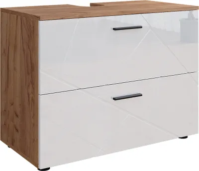 Produktbild von Vicco Základní skříňka pod umyvadlo Irma, 80 x 58.6 cm, Dub/Bílá vysoký lesk