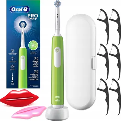 Immagine prodotto di Oral-B | Spazzolino elettrico Pro Junior - Verde - Per bambini - Igiene dentale efficace - 3 modalità di pulizia