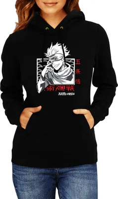 Produktbild von Damen Kapuzenpullover Japan Manga Anime Comics Animation Jujutsu Anime Manga Kaisen Satoru Gojo 05, Lady L / Schwarz