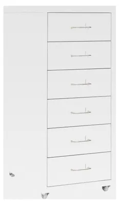 Produktbild von Aktenschrank mit Rollen, Bürocontainer, Schubladenschrank, Büroschrank, Metallschrank, Weiß, 28x41x69cm