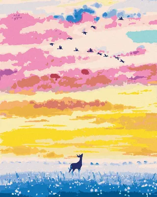 Produktbild von Zuty - Malen nach Zahlen - HIRSCH IN EINEM WILDEN FELD IN DER ABENDDÄMMERUNG, 40x50 cm, ohne Keilrahmen