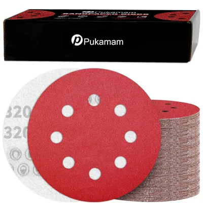 Productafbeelding van Schuurpapier, 120 stuks, 125 mm, met klittenband, korrelgrootte 320, 8 gaten, geschikt voor excenterschuurmachines, voor hout, metaal en verf