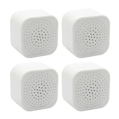 Immagine prodotto di Set da 4 mini deodoranti 3,7 x 3,7 cm al carbone attivo, autoadesivi, efficacia di circa 1 mese – Per frigorifero, auto, armadio e scarpe