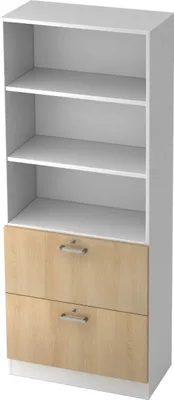 Produktbild von bümö office Hängeregister Kombi - 2 Schübe - Griff: Chromgriff, Nachbildung: Weiß/Eiche