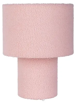 Image de Lampes de table - Lampe de table "FLUFFY" rose, hauteur : environ 31 cm. Lampe de table de style rétro, en métal et en tissu rose, hauteur 31 cm, diamètre 23 cm, culot E27 – Interrupteur à câble