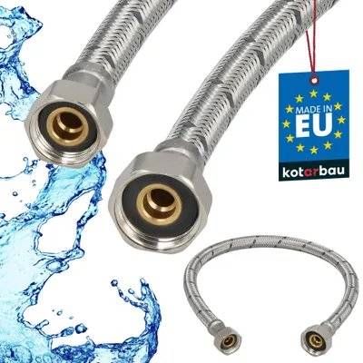 Immagine prodotto di KOTARBAU® Tubo Flessibile per Rubinetto 1/2“ x 3/8“ Rivestito in Acciaio Inox 50 cm Tubo Flessibile per Rubinetto Cucina Argento