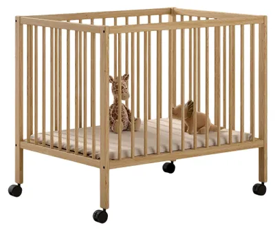 Produktbild von Gitterbett auf Rollen Keira 3-fach höhenverstellbar Buche massiv natur