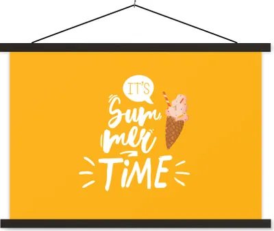 Produktbild von MuchoWow® Textilposter Sommer - Gelb - Eiscreme 150x100 cm mit schwarzem Rahmen - Schlafzimmer