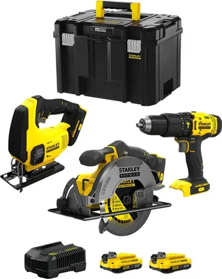 Image de STANLEY FatMax Kit SVK302 (SFMCS600 + SFMCS500 + SFMCD711 + 2 x 2.0 Ah + Ladegerät + TSTAK VI)