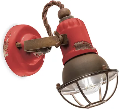 Produktbild von Wandleuchte Eisen und Keramik, industrielles Vintage Design Loft AP - Rot