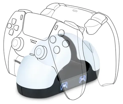 Zdjęcie produktu dla Bigben Interactive PS5DUALCHARGERV3, PlayStation 5, Podstawka do ładowania, Czarny, Biały, USB, Przewodowa, 0,8 m