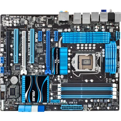 Produktbild von Asus P8Z68 DELUXE/GEN3 Desktop-Mainboard - Intel Z68 Express Chipsatz - Sockel H2 LGA-1155 - ATX - 32 GB DDR3 SDRAM Maximaler Arbeitsspeicher (RAM) - DDR3-2200/PC3-17600 (O.C.), DDR3-2133/PC3-17000 (O.C.), DDR3-1866/PC3-15000 (O.C.), DDR3-1600/PC3-12800, DDR3-1333/PC3-10600, DDR3-1066/PC3-8500 - DIMM - 4 x Speichersteckplätze - Gigabit-Ethernet - 8 x SATA-Schnittstellen