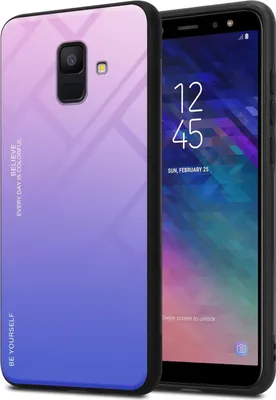 Produktbild von Cadorabo Hülle für Samsung Galaxy A6 2018 Schutz Hülle in Schwarz Handyhülle TPU Etui Cover Case Tempered Glas