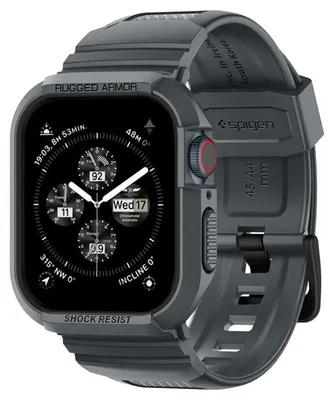 Obrázok produktu pre Spigen Rugged Armor Pro, Puzdro, Smartwatch, Šedá, Apple, Watch (45mm), Termoplastický polyuretán (TPU)