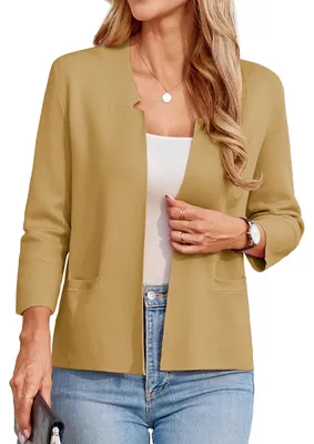 Image de Boléro à manches 3/4 - Beige foncé - Ouvert sur le devant