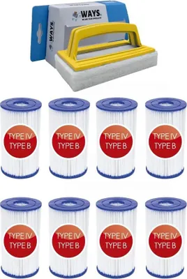 Produktbild von Bestway - Typ IV-Filter geeignet für Filterpumpe 58391 - 8 Stück & WAYS Scheuerbürste