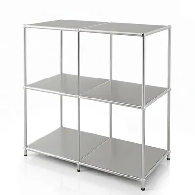 Zdjęcie produktu dla Kredens Floordirekt Concept Epure MK-027 metalowa półka, W78×D40×H82 cm, szary, modułowy i odporny na zarysowania, półka do przechowywania z chromowaną metalową ramą