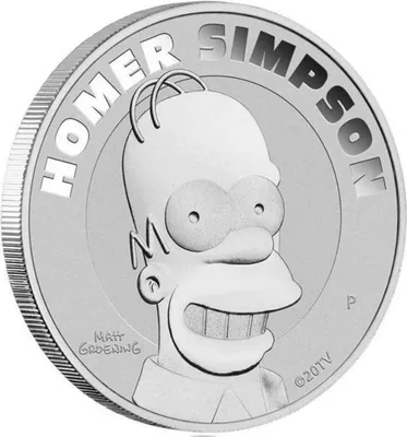 Obrázok produktu pre 1 oz strieborná minca Homer Simpson 2022 Perth Mint 1 oz strieborná zberateľská minca 9999