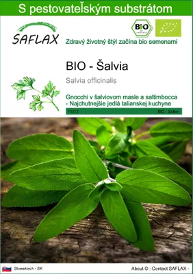 Obrázok produktu pre SAFLAX - BIO - Šalvia - Salvia officinalis - 60 Semená - S pestovateľským substrátom bez klíčkov