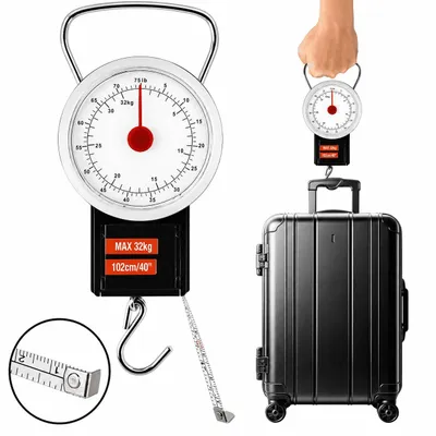 Produktbild von Kofferwaage + Maßband 32 Kg Fischwaage Gepäckwaage Hängewaage Zugwaage Wildwaage
