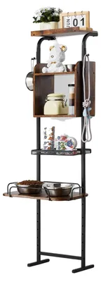Produktbild von VEVOR Futterstation für Haustiere mit Stauraum, erhöhte Hundenäpfe, erhöhter Napfständer, Futterlager und Futterstation mit Regalen, Aufbewahrung für Haustierspielzeug, für große, mittelgroße und kleine Hunde, 500x198x1450 mm