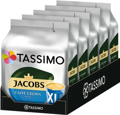Produktbild von TASSIMO Jacobs Caffè Crema Mild XL 5er Pack T Discs Kaffee Kapseln 5x16 Getränke