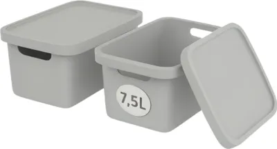 Produktbild von Plastard Aufbewahrungsbox mit Deckel 2er-Set 7,5 Liter in Grau