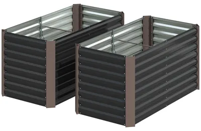 Immagine prodotto di Set composto da 2 fioriere rialzate | Colore: Grigio | Dimensioni: 60x120x60 cm