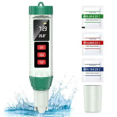 Image de Appareil de mesure pour piscine 5 en 1 Appareil de mesure du pH, pH/EC/TDS/salinité/température Testeur d'eau haute précision avec écran VA, pour piscine, eau potable